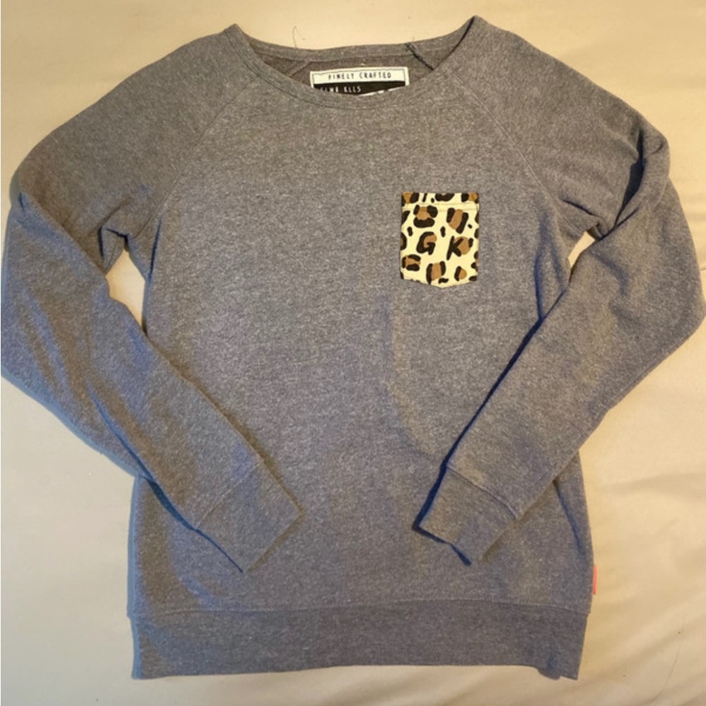 Glamour Kills Heather Gray Sweatshirt with Leopard Pocket